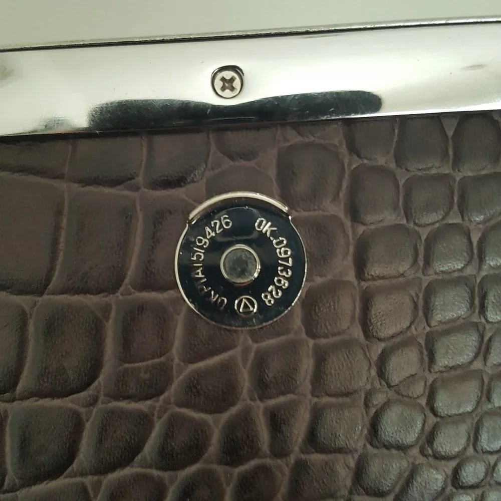 MICHAEL KORS JET SET CHARM LARGE WALLET ON A CHAIN BROWN  Leather Crocodile - Picture 11 of 16